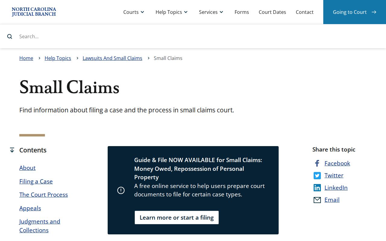 Martin civil docket small claims filing and hearing guidance