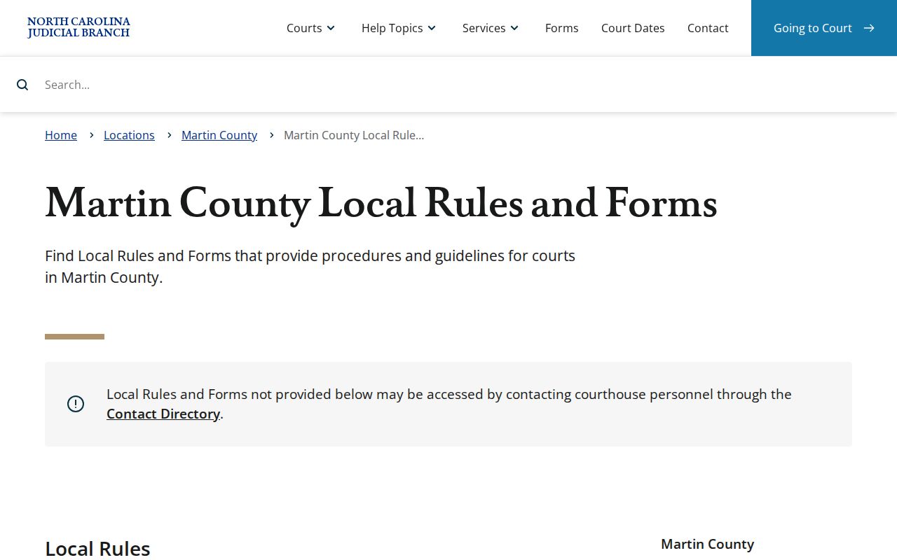 Martin court schedule District 2 local rules information
