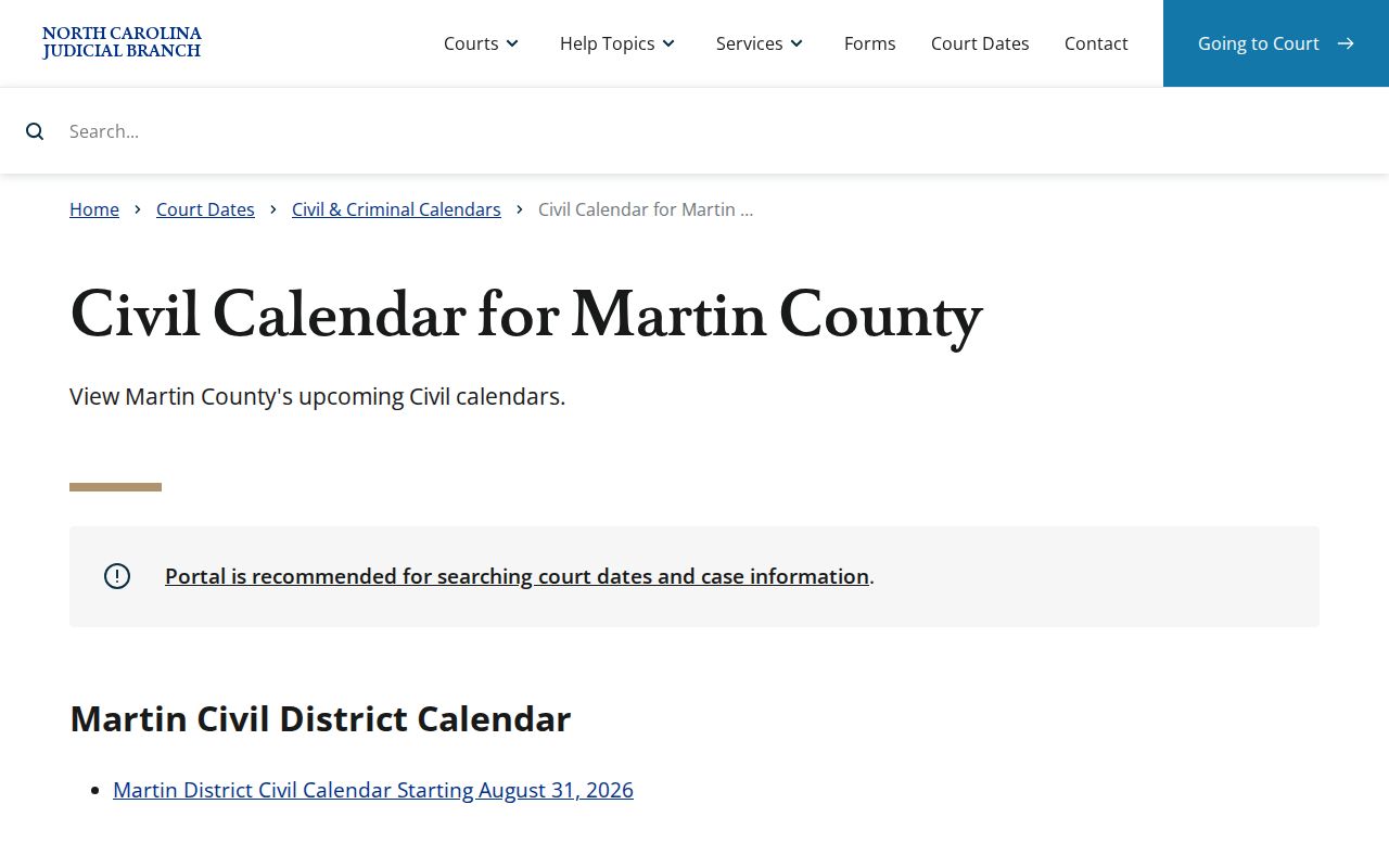 Martin court schedule civil calendar interface