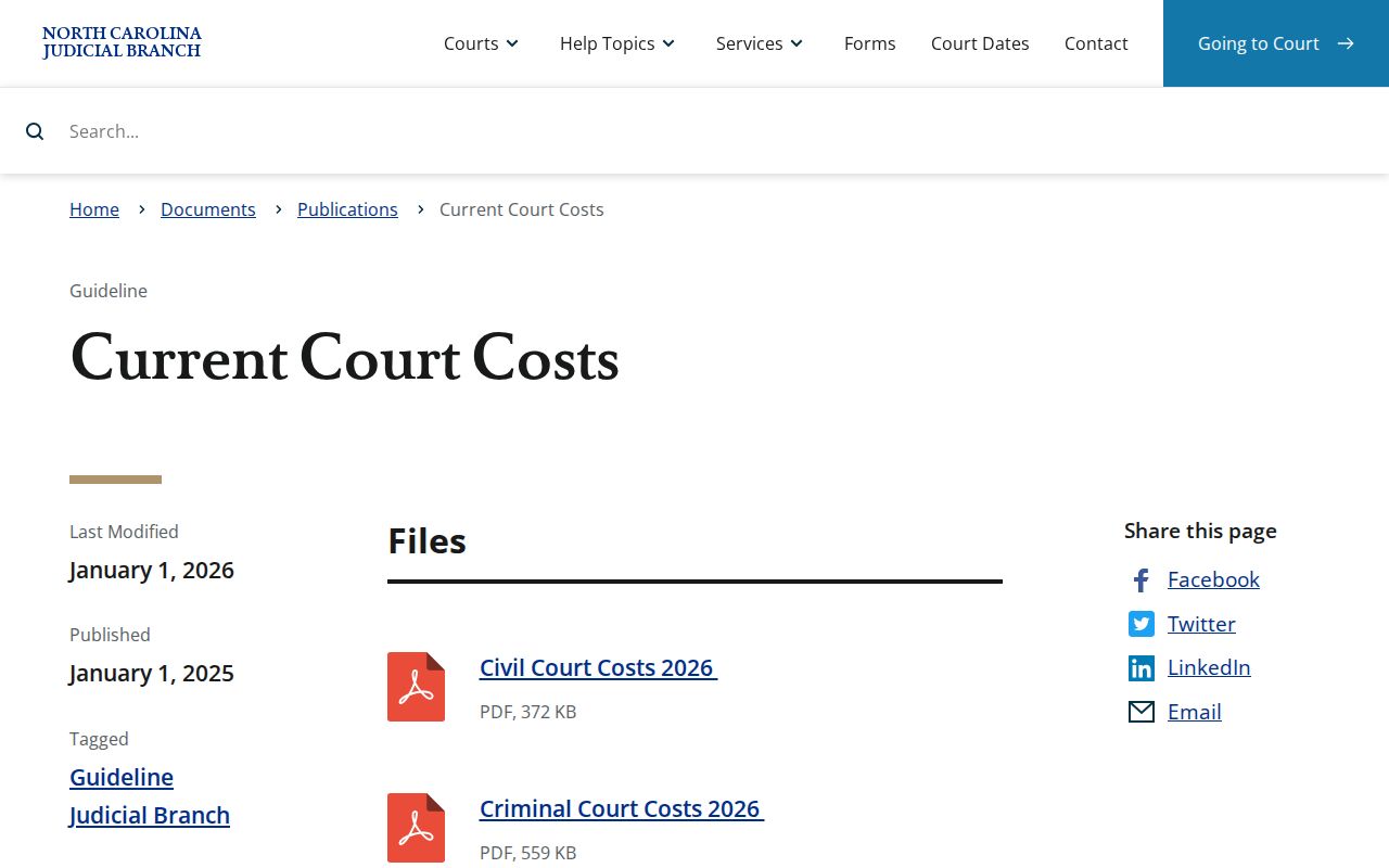 Martin County court records current court costs chart