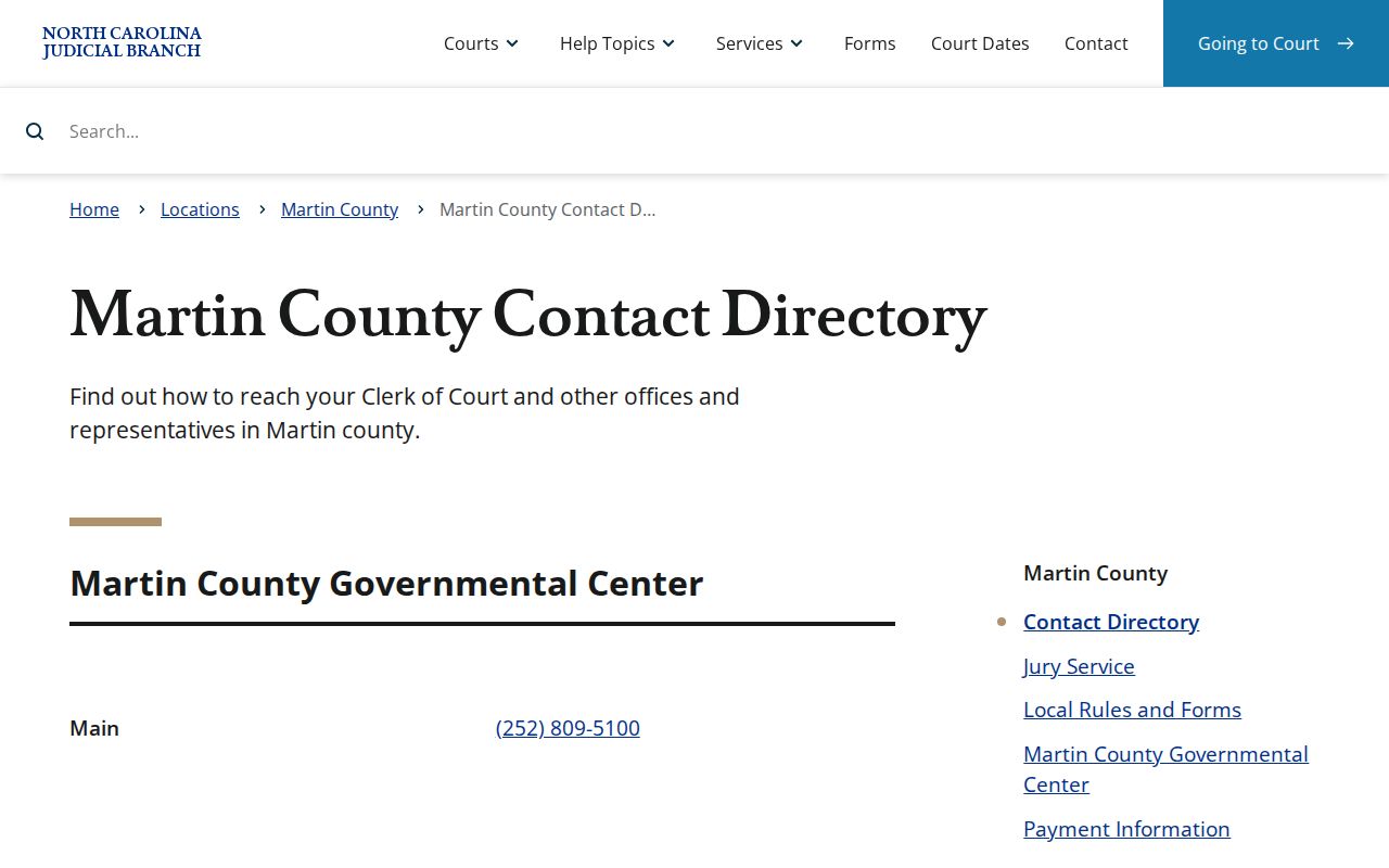Martin County court docket contact directory