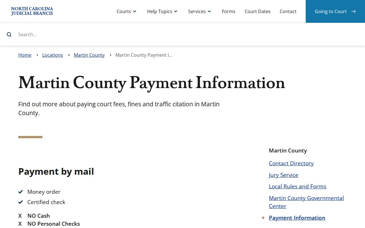 Martin County traffic court records local citation payment information